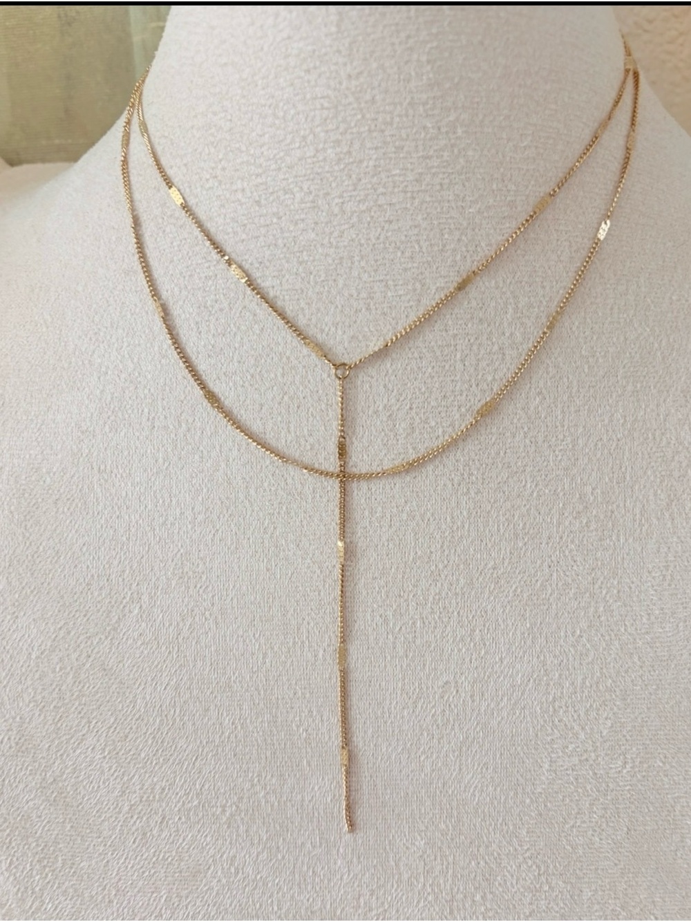 Elle Gold Layered Y-Drop Necklace